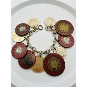 Vintage assorted Monaco casino Bakelite coin Bracelet 7.5”